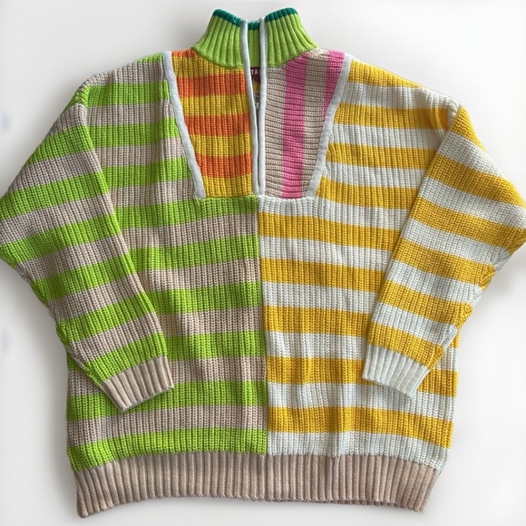 Staud Hampton Stripe Sweater Half Zip sz. S